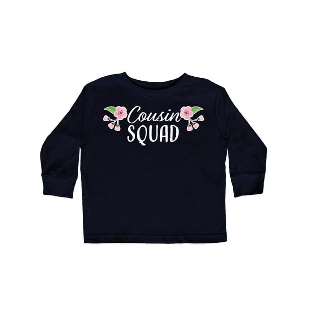 inktastic New Cousin with Pink Flowers Toddler Long Sleeve T-Shirt 
